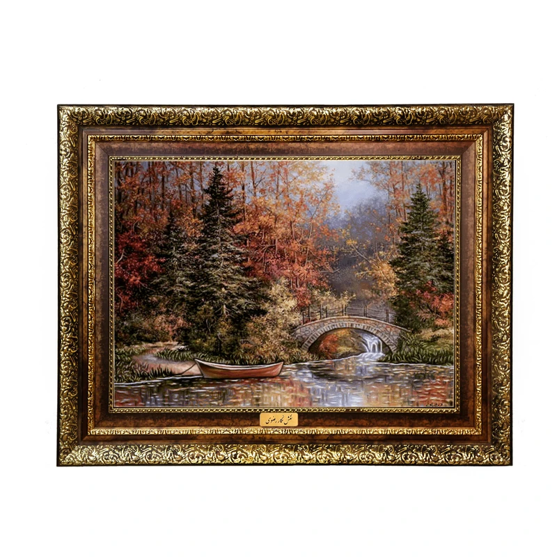 تابلو فرش ماشینی نقش نگار رضوی طرح منظره کد 597KH