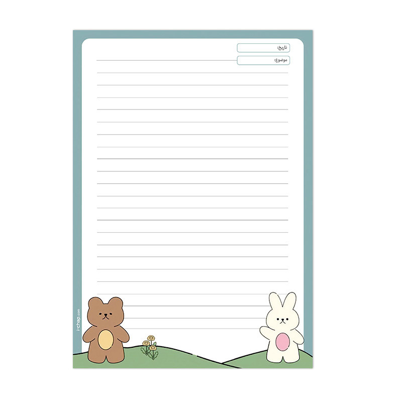 کاغذ A4 آی چاپ مدل خط دار طرح خرگوش و خرس کد 104 بسته 10 عددی