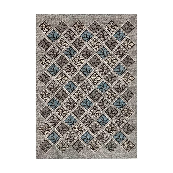 فرش ماشینی زانیس مدل مدرن طرح چهارخانه زمینه طوسی