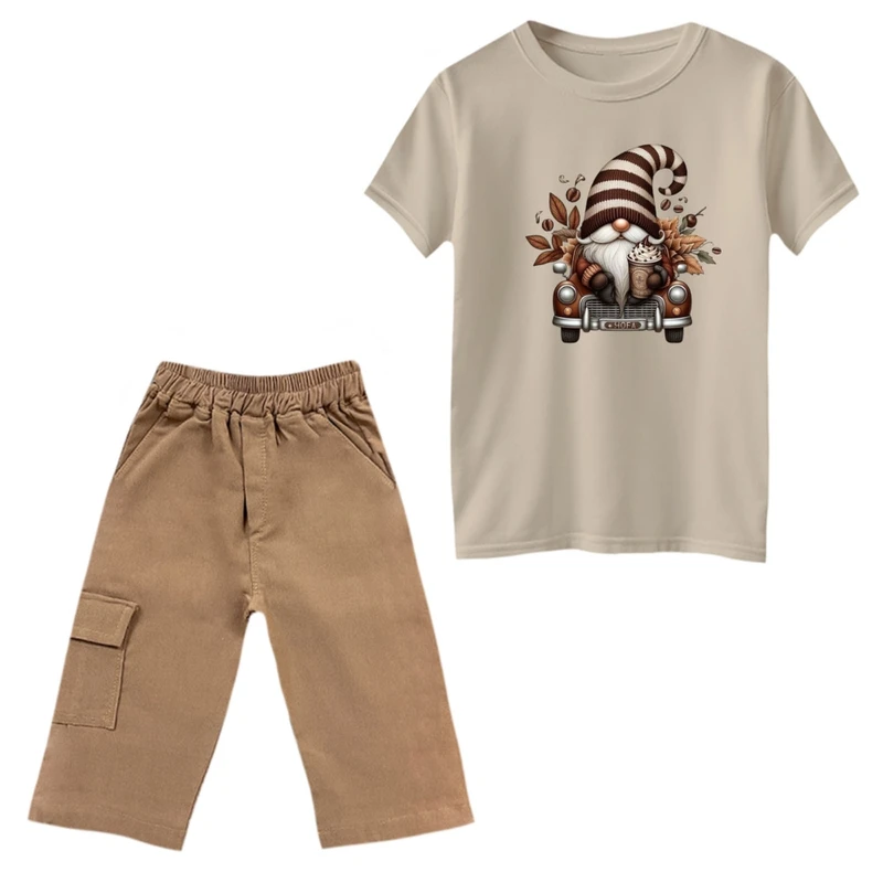 ست تی‌شرت و شلوارک پسرانه مدل کوتوله و ماشین