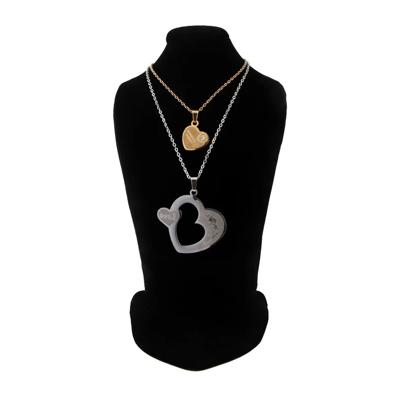 گردنبند زنانه مدل اسپرت طرح قلب نگین دار بسته دو عددی