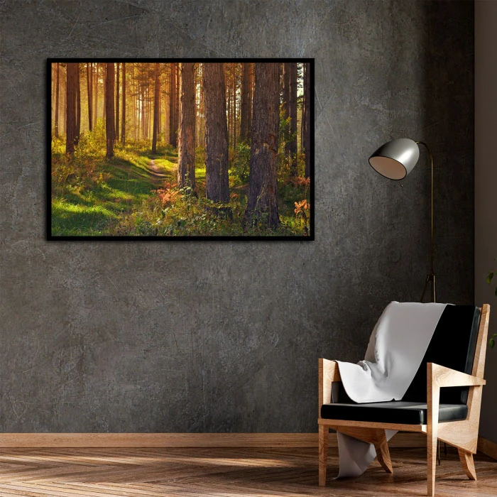 تابلو نوری بکلیت طرح جنگل مدل B-D2066 فریم مشکی