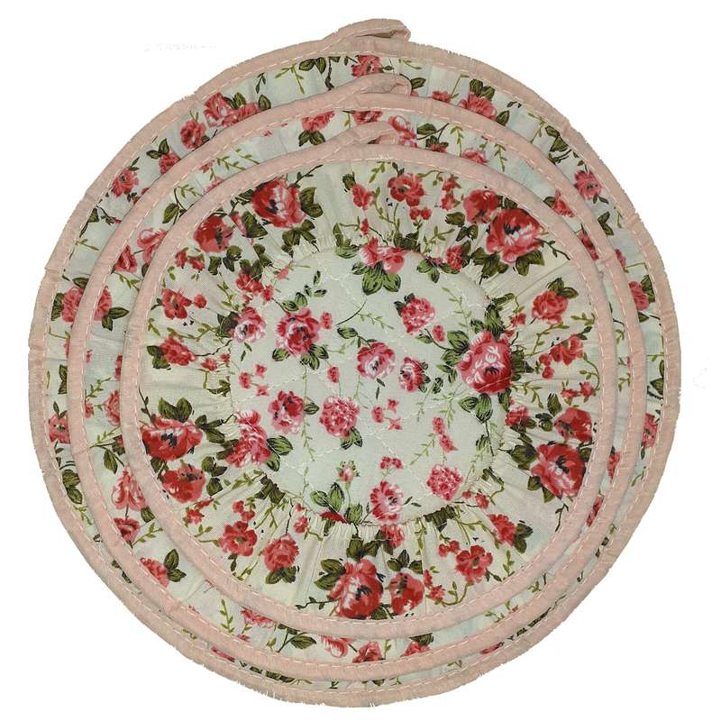 ست دم کنی 3 تکه مدل P-2 طرح گل قرمز