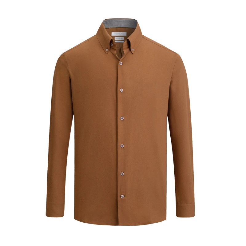 پیراهن آستین بلند یقه برگردان مردانه کروم مدل یقه دکمه دار 2520103