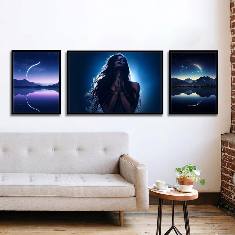 تابلو بکلیت طرح آسمان شب مدل B-1186 مجموعه 3 عددی