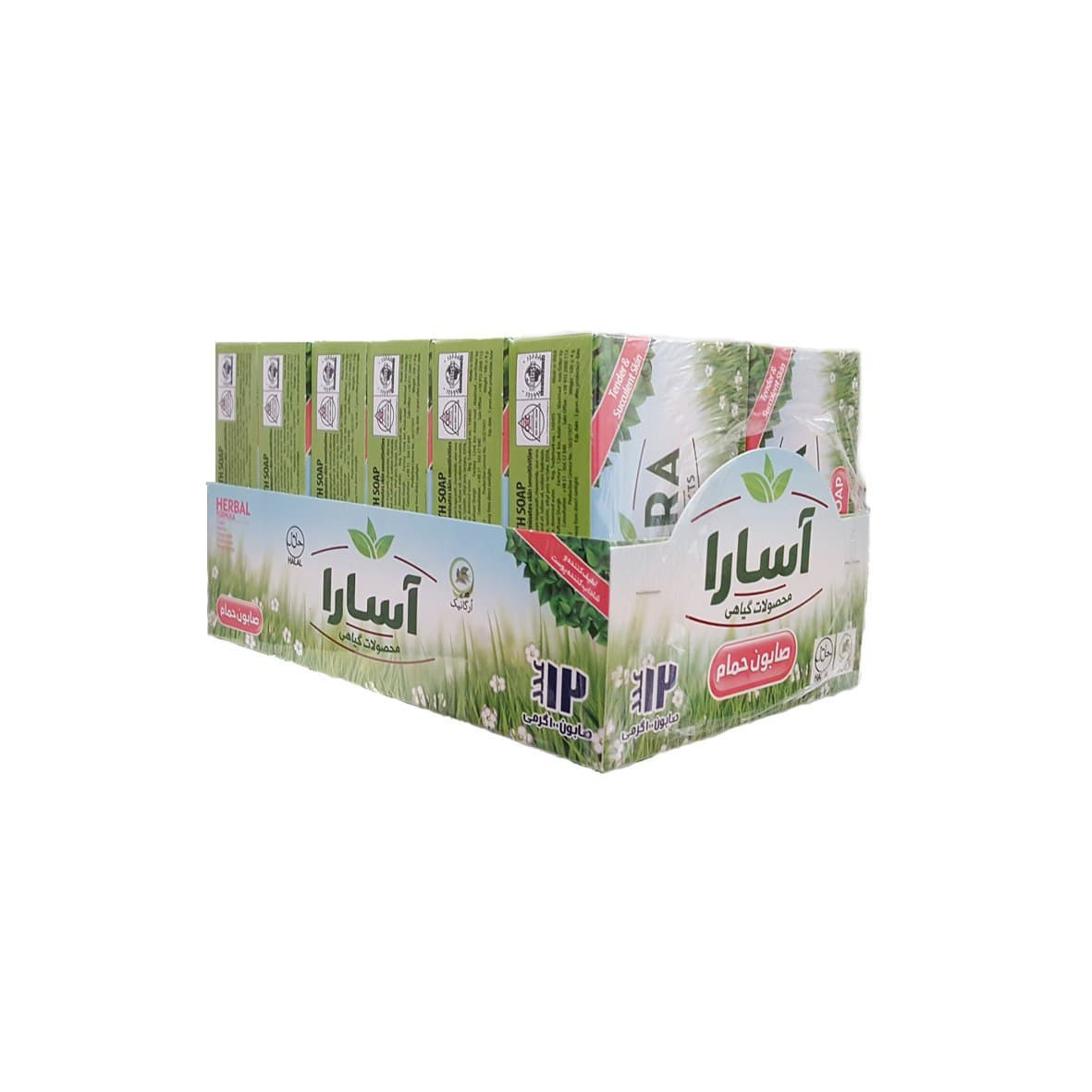 صابون شستشو آسارا مدل Herbal وزن 100 گرم بسته 12 عددی