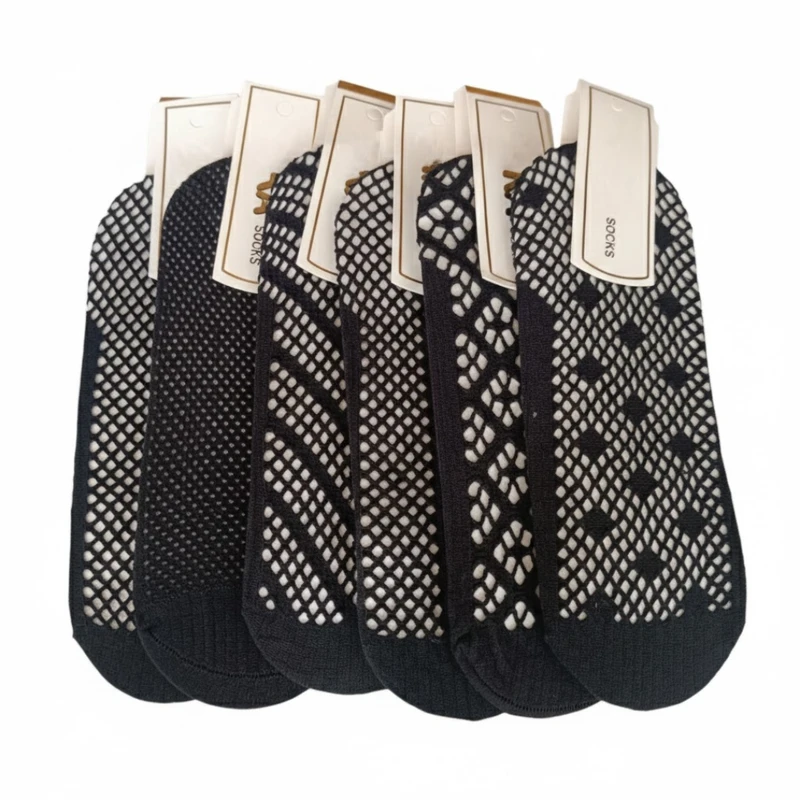 جوراب ساق کوتاه زنانه مدل توری میکس بسته 6 عددی