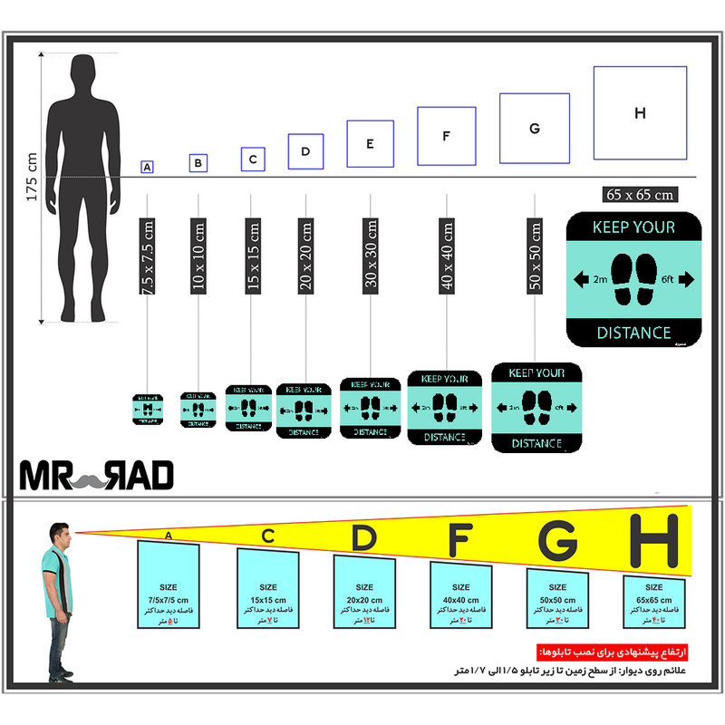 برچسب ایمنی مستر راد طرح لطفا فاصله اجتماعی را رعایت فرمایید کد HSE1317