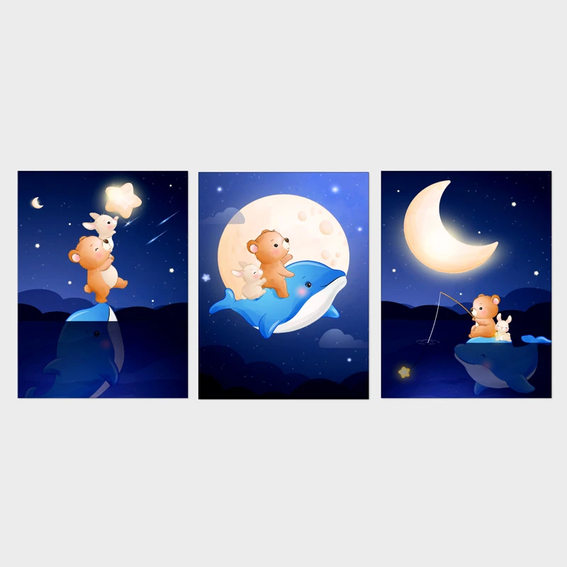 تابلو شاسی کودک آرت سون مدل ماه و ستاره S2SHK006 مجموعه 3 عددی