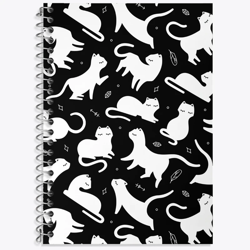 دفتر زبان 50 برگ خندالو مدل دو خط طرح گربه (Cat) کد N356