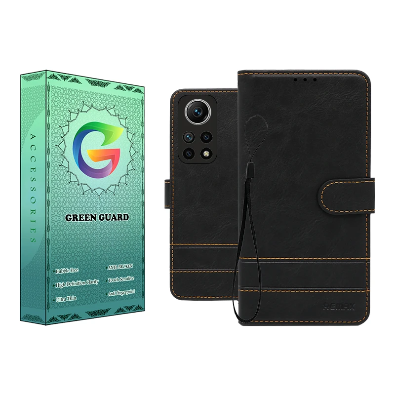 کیف کلاسوری گرین گارد مدل چرمی GGFox مناسب برای گوشی موبایل شیائومی Redmi Note 11 Pro 4G / Note 12 Pro 4G به همراه بندآویز