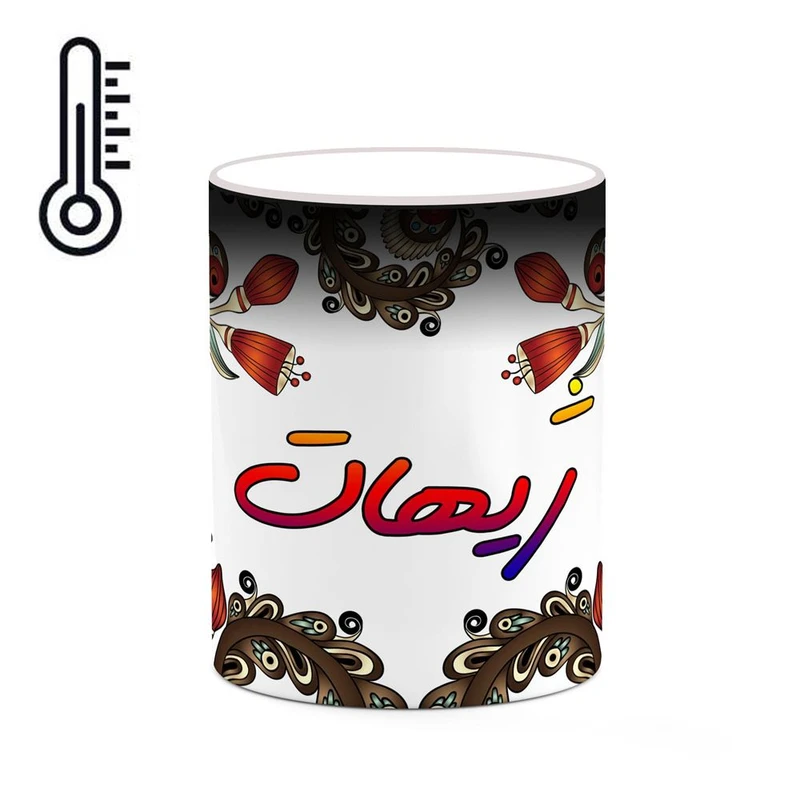 ماگ حرارتی کاکتی مدل اسم ژیهات طرح سنتی گل و بته کد mgh45466