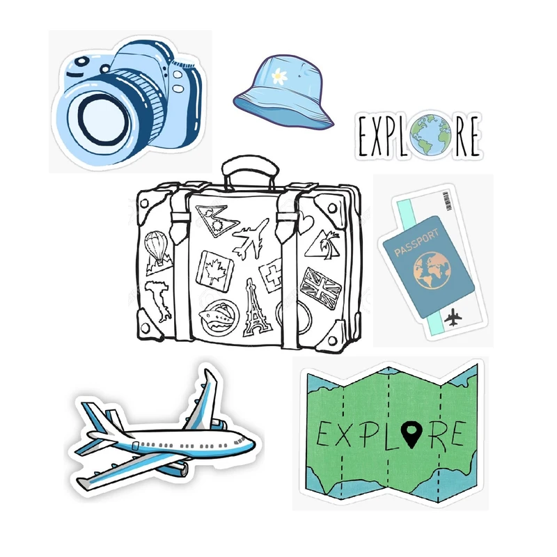 استیکر موبایل، تبلت و لپ تاپ طرح سفر کد 857 مجموعه 7 عددی