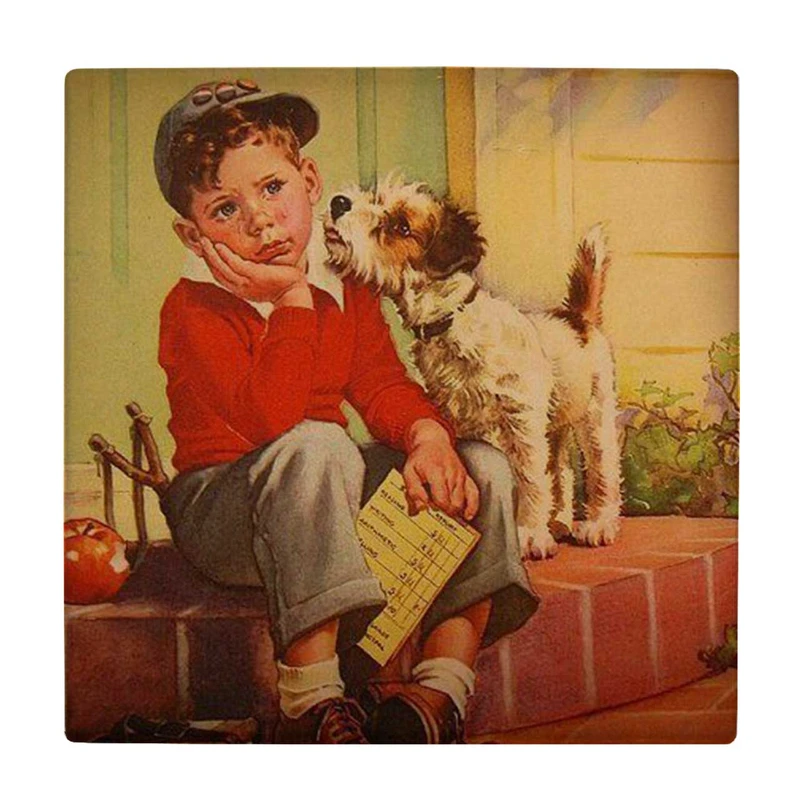 زیر لیوانی طرح پسر بچه و سگ کد    3251115_473