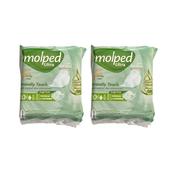 نوار بهداشتی مولپد مدل Aloe vera سایز متوسط مجموعه 2 عددی