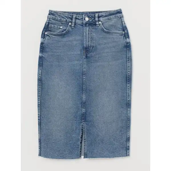 دامن راسته زنانه دنیم مدل 283414 رنگ آبی روشن