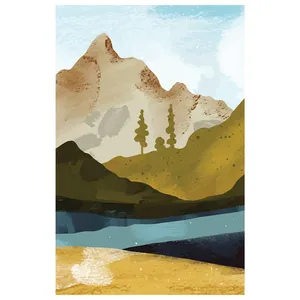 فرش پارچه‌ای مدل فرشینه طرح نقاشی کوهستان کد AR3059790