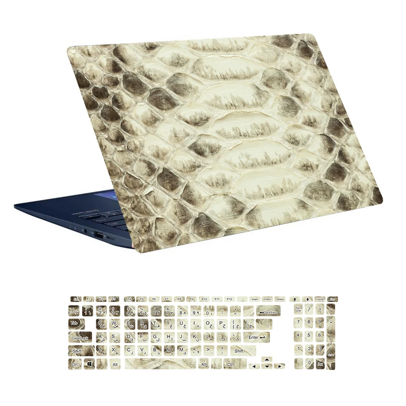 استیکر لپ تاپ توییجین و موییجین طرح Snake کد 09 مناسب برای لپ تاپ 15.6 اینچ به همراه برچسب حروف فارسی کیبورد 