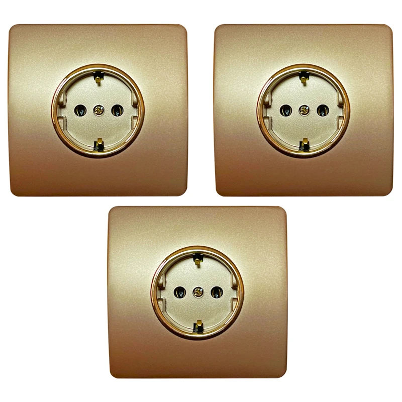 پریز برق ارت دار صنایع آسیا الکتریک مدل BZH-GOLD بسته 3 عددی