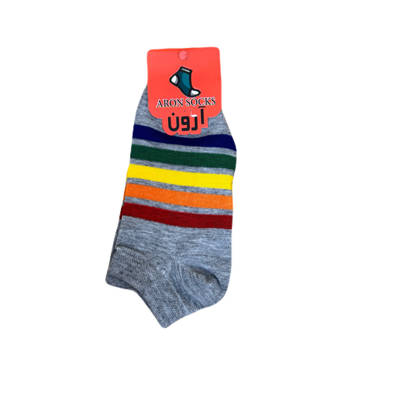 جوراب ساق کوتاه مدل رنگین کمانی بسته 3 عددی