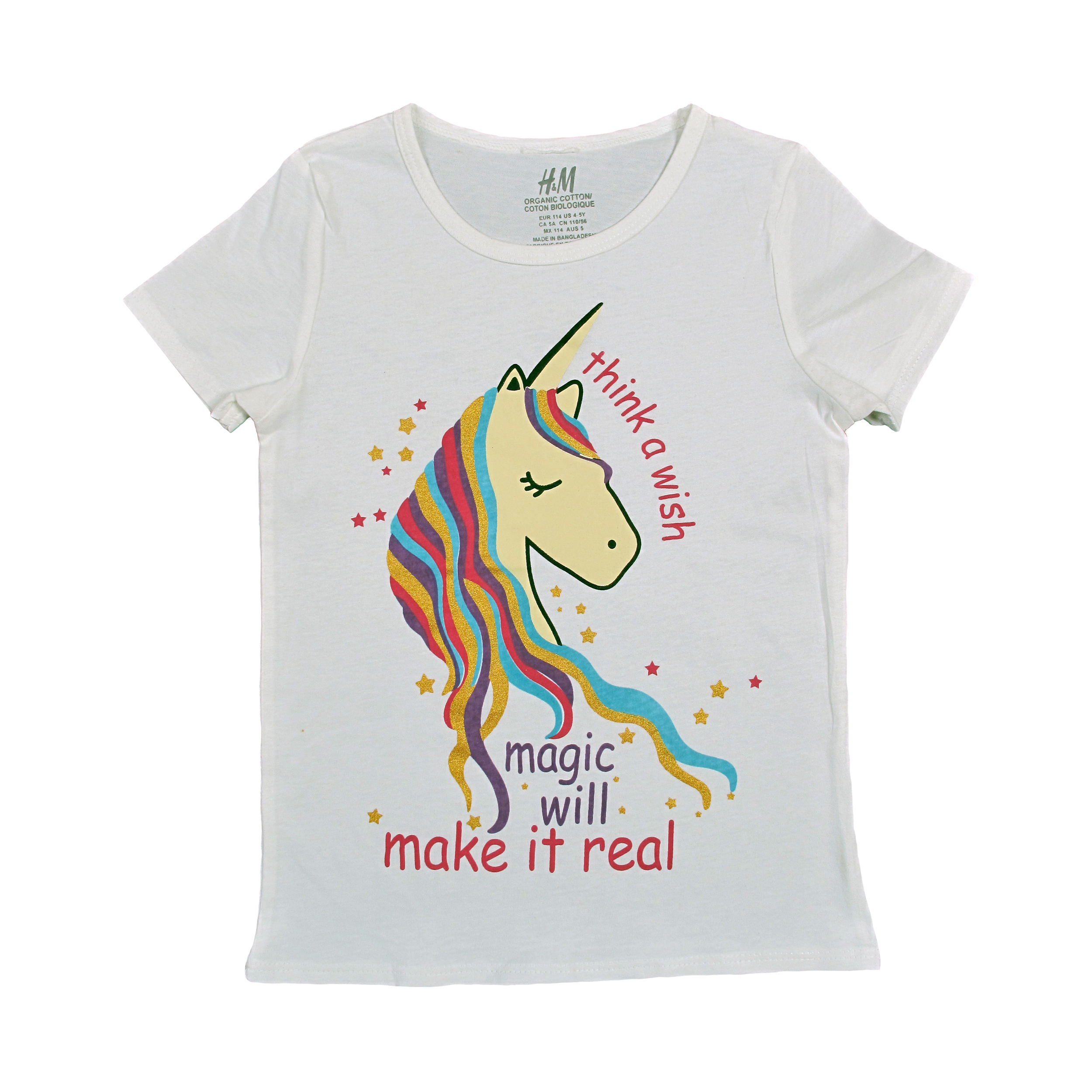 تی شرت دخترانه اچ اند ام مدل PK-HM-UNICORN-G02