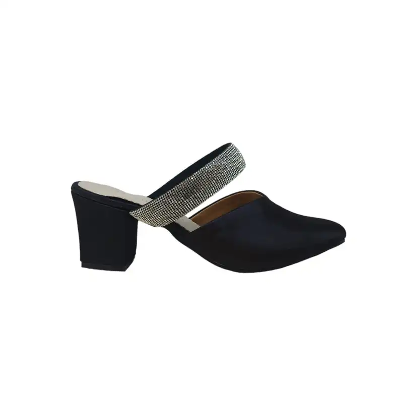 صندل زنانه مدل SZO 192 NG ساتن نگین دار رنگ مشکی