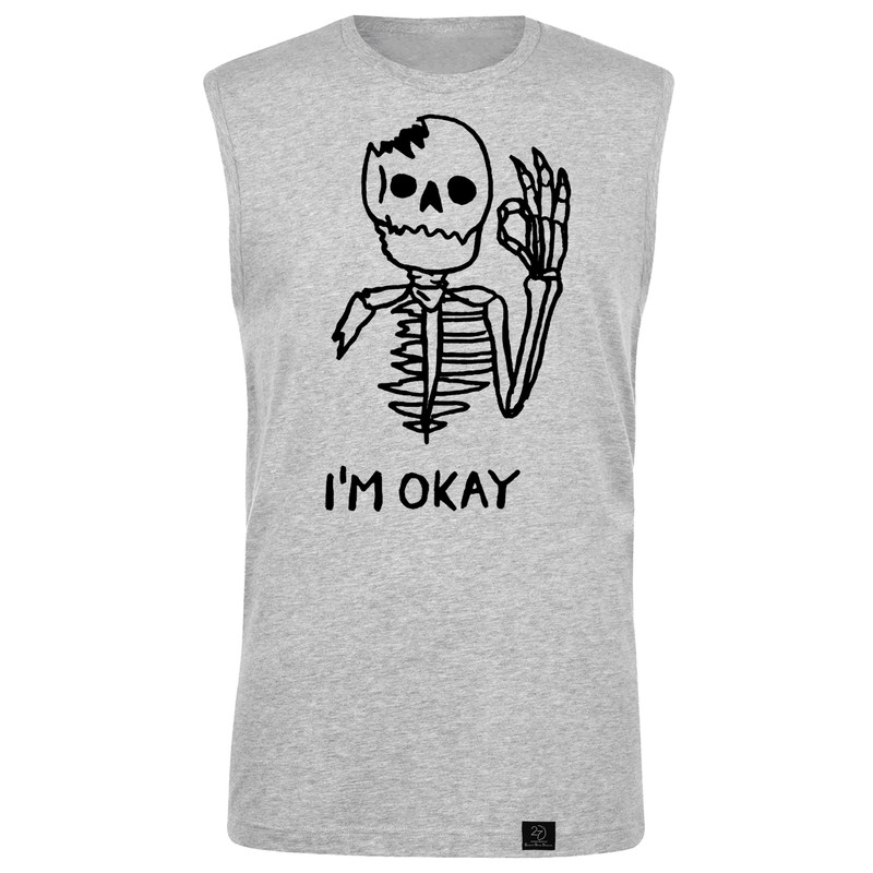تاپ مردانه 27 مدل I am okay کد B22 رنگ طوسی