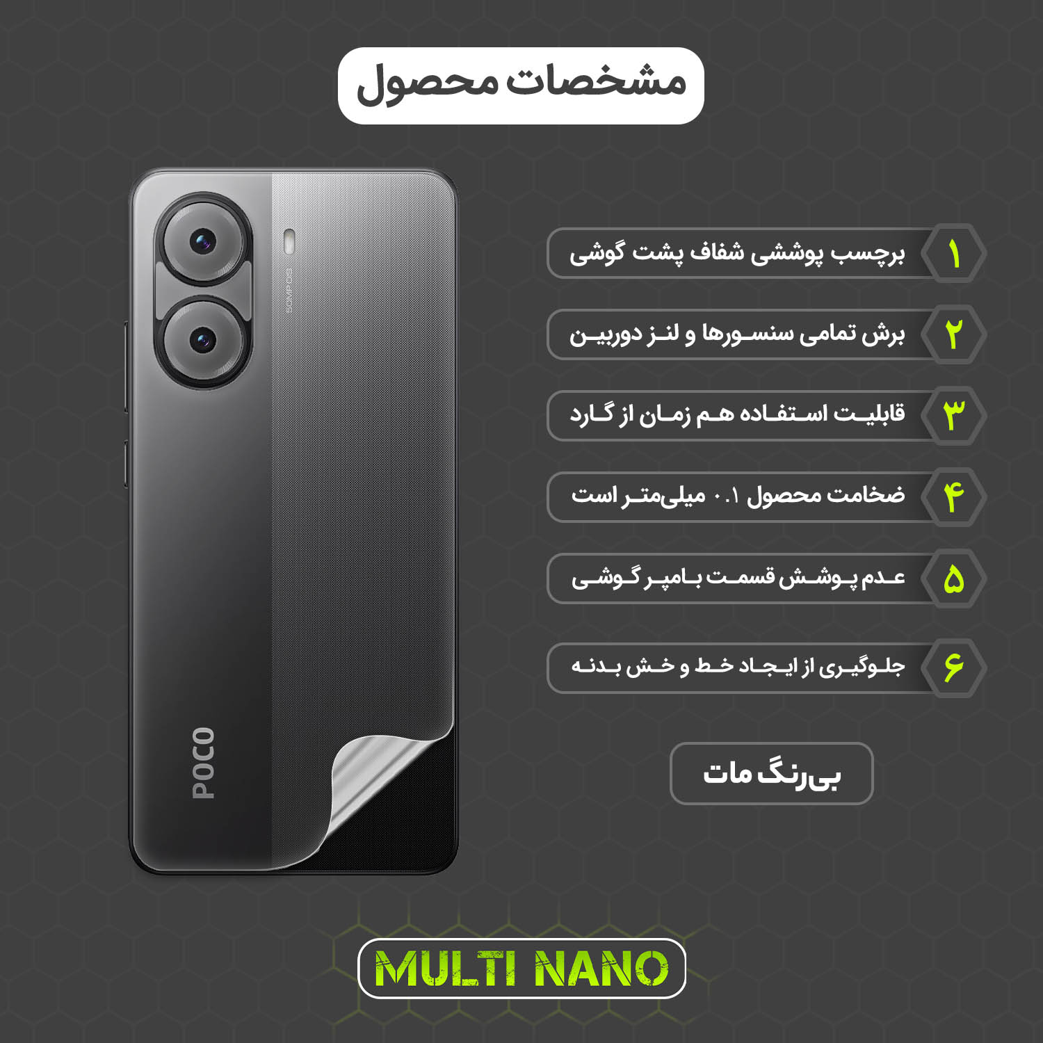 محافظ پشت گوشی مات نانو هیدروژل مولتی نانو مدل X-F1B مناسب برای گوشی موبایل شیائومی Poco X7 Pro