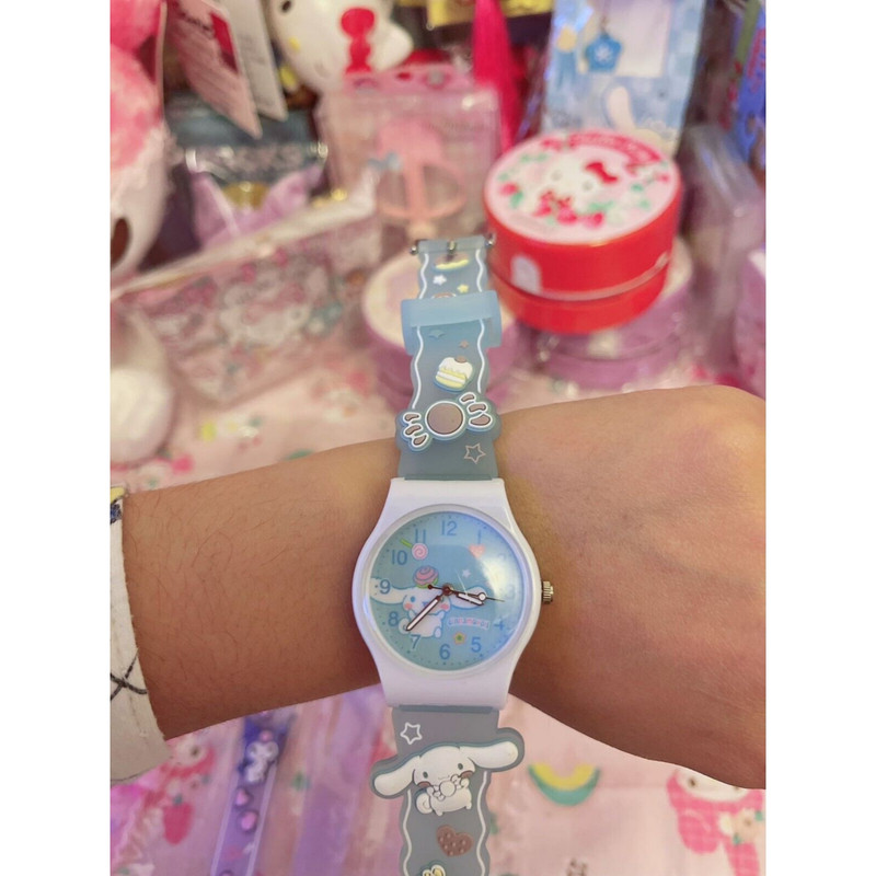 ساعت مچی عقربه ای بچگانه مدل بند سیلیکونی ضد حساسیت طرح اَبْرَک