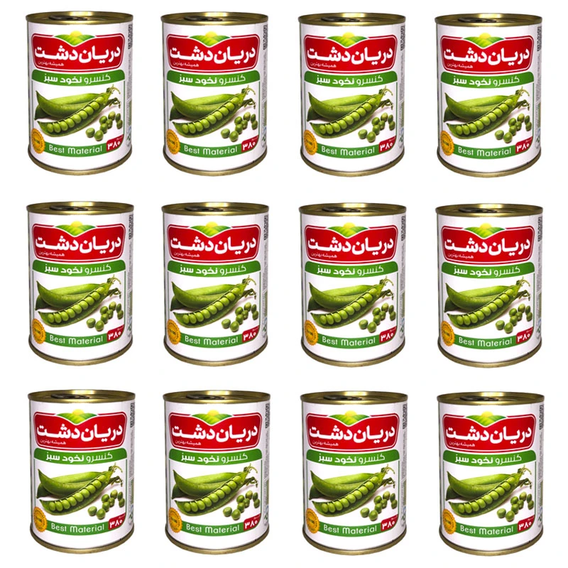 کنسرو نخود سبز دریان دشت  - 380 گرم  بسته 12 عددی