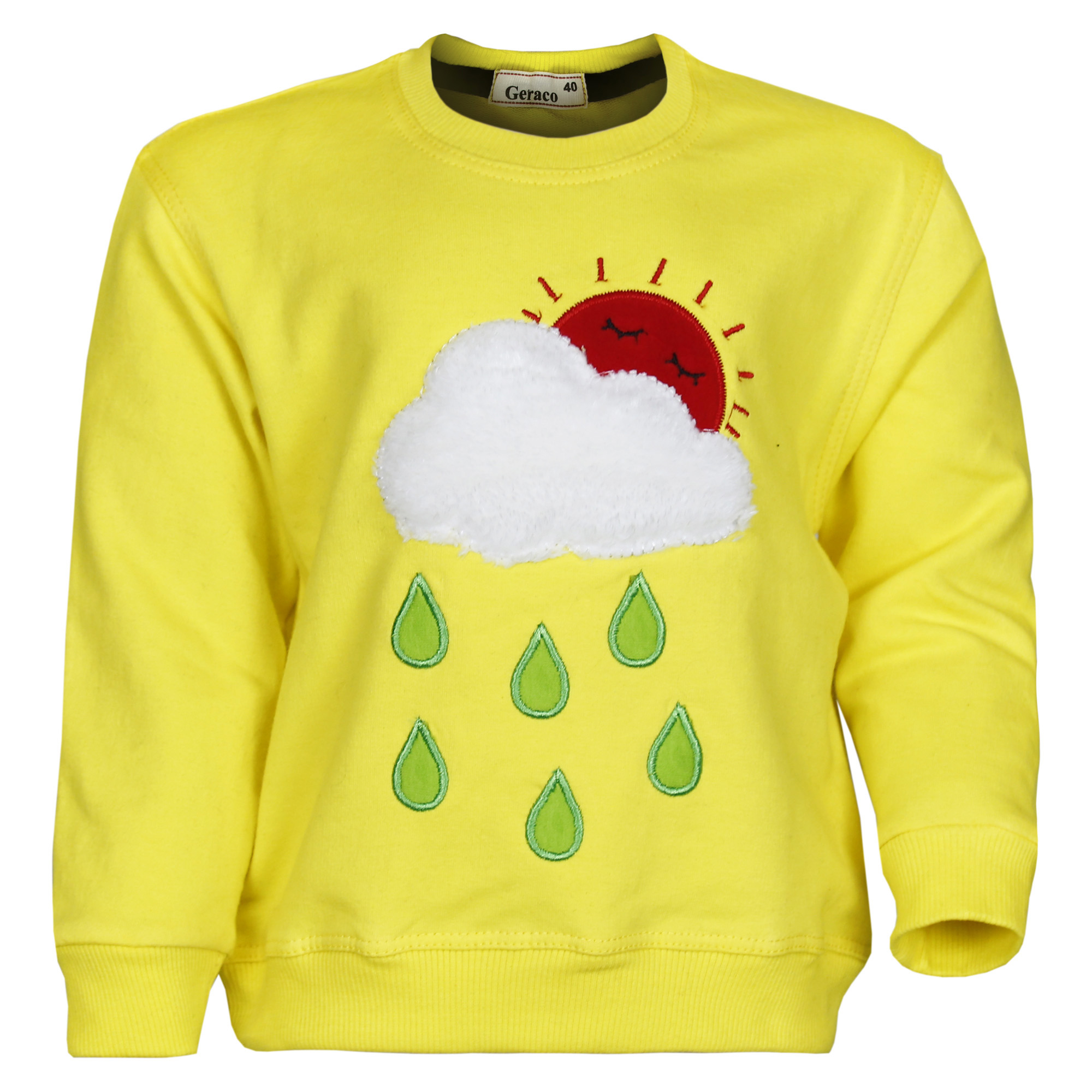 ست سویشرت و شلوار بچگانه مدل ابر و باران رنگ زرد