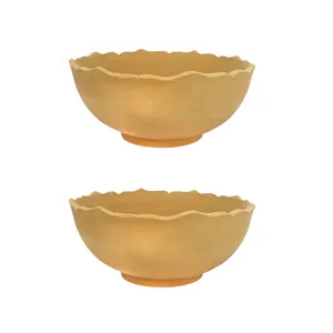 کاسه سفالی طرح خام مدل سالاد خوری مجموعه 2 عددی