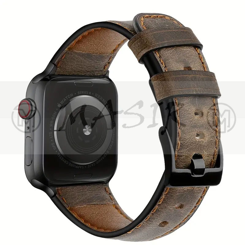 بند مسیر مدل Fashion Temu Leather Strap مناسب برای اپل واچ سری 1/2/3/4/5/6/7/8/9/ SE / ULTRA / ULTRA 2 سایز 42/44/45/49 میلی متری
