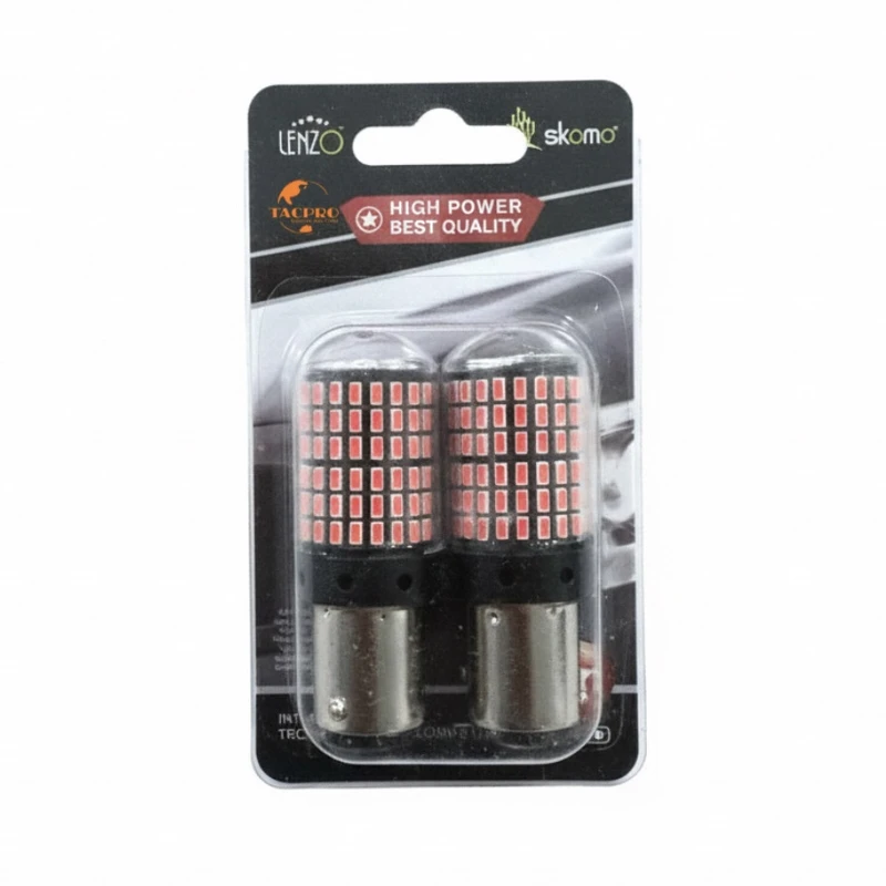 لامپ ال ای دی خودرو لنزو مدل 144 تایی کدgmz پایه تک کنتاکت مجموعه دو عددی