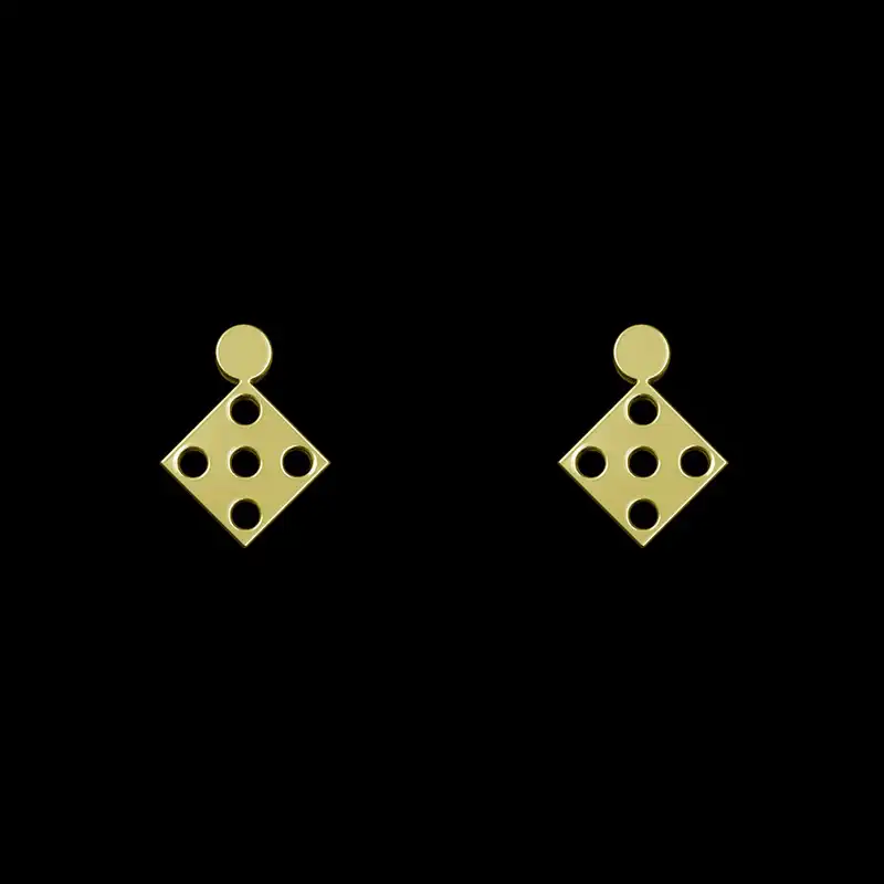 گوشواره طلا 18 عیار زنانه مدوپد مدل هندسی کد GA1-14916