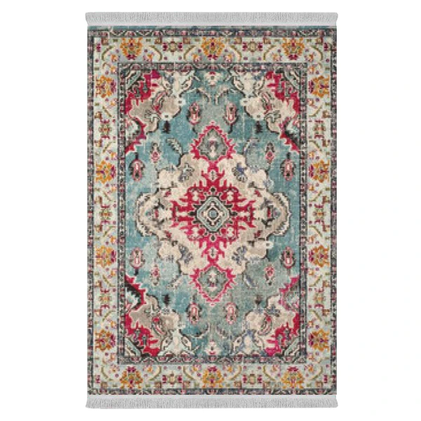 فرش پارچه‌ای دفه مدل فرشینه شانل مخمل طرح فانتزی کد 91272