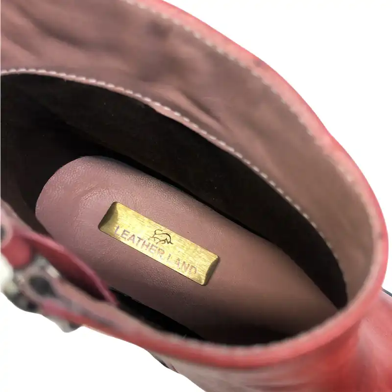 نیم بوت زنانه سرزمین چرم مدل 5229 رنگ زرشکی