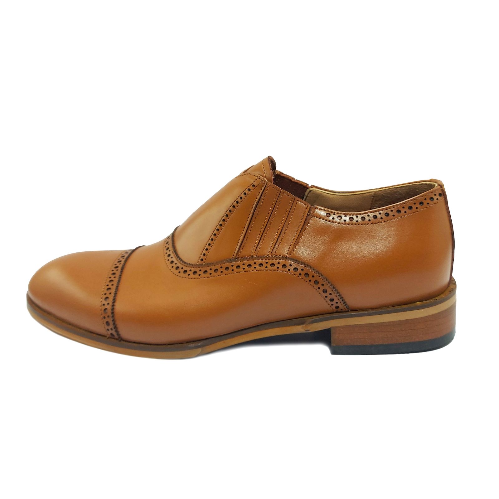 کفش مردانه کرمانی مدل چرم دستدوز طبیعی کد 1070 رنگ عسلی -  - 1