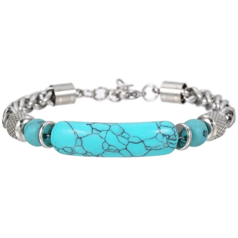 دستبند سنگی گالری گوهرسنگ مدل فیروزه کد GS1476NEW