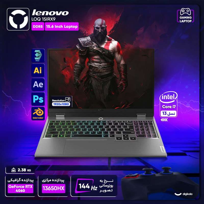 لپ تاپ 15.6 اینچی لنوو مدل LOQ 15IRX9-i7 13650HX-32GB DDR5-1TB SSD-RTX4060-FHD-W - کاستوم شده