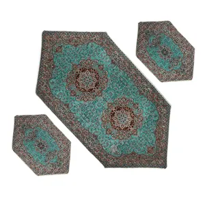 ست 3 تکه رومیزی ترمه طرح نسترن کد SBZBI3-3