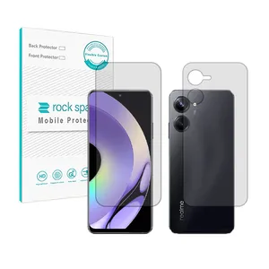 Rockspace HyGEL model transparent screen protector suitable for Realme 10 Pro mobile phone along with the back of the phone