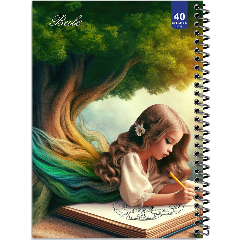 دفتر نقاشی 40 برگ انتشارات بله طرح دخترانه کد A4-K133