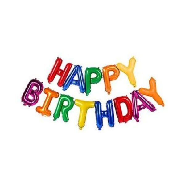 بادکنک فویلی سورتک مدل Happy BirthDay پلاس کد STF1001 بسته 13 عددی