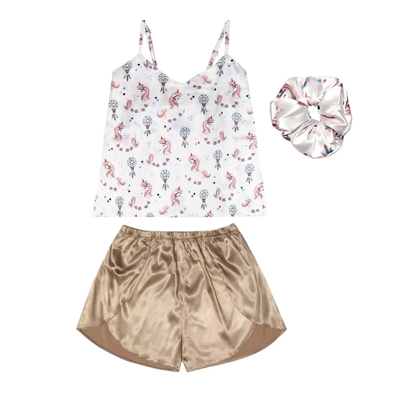 لباس خواب زنانه آنی لوکس مدل یونیکورن کد 666016 به همراه کش مو