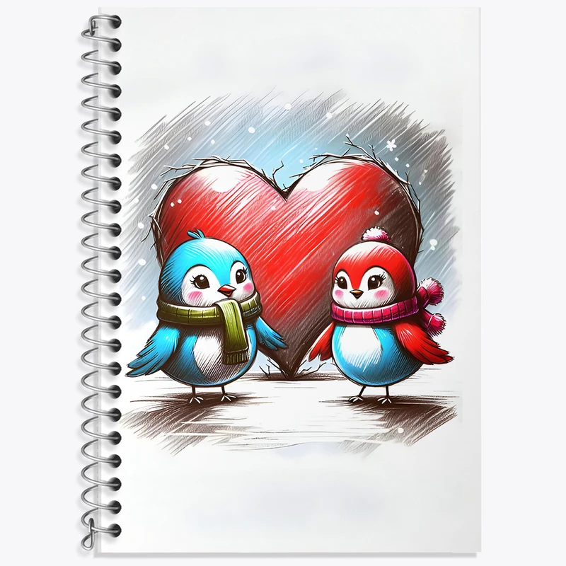 دفتر لغت 50 برگ خندالو طرح دو پرنده ی عاشق کد F7861