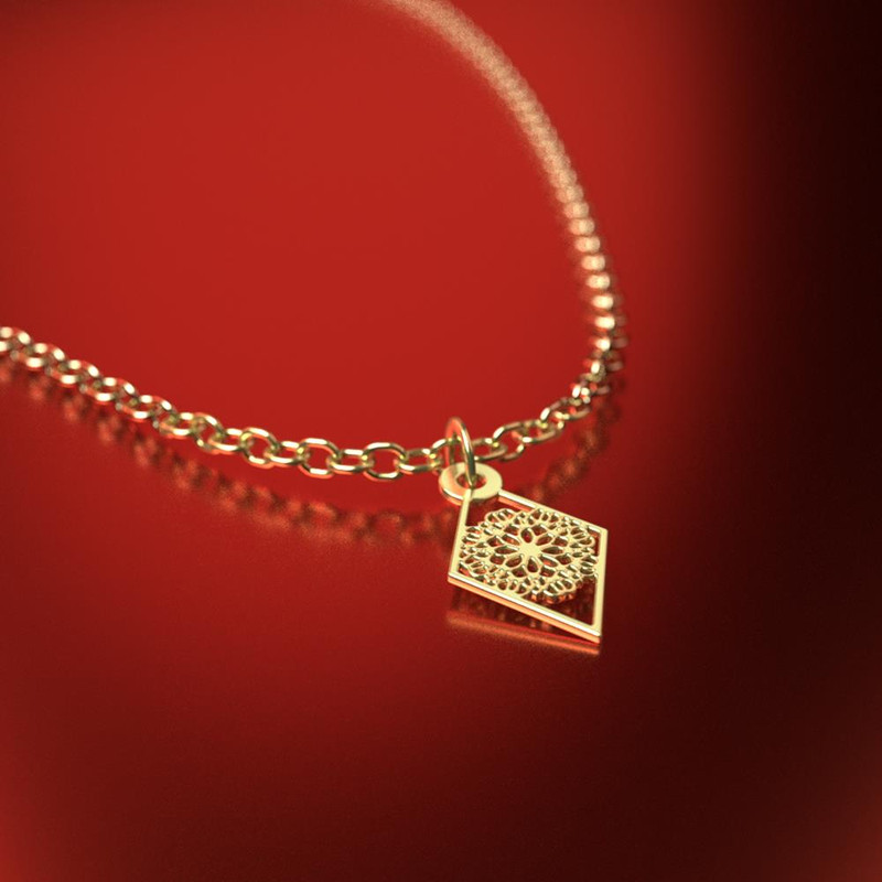 آویز ساعت طلا 18 عیار زنانه مدوپد مدل لوزی هندسی کد CA10226