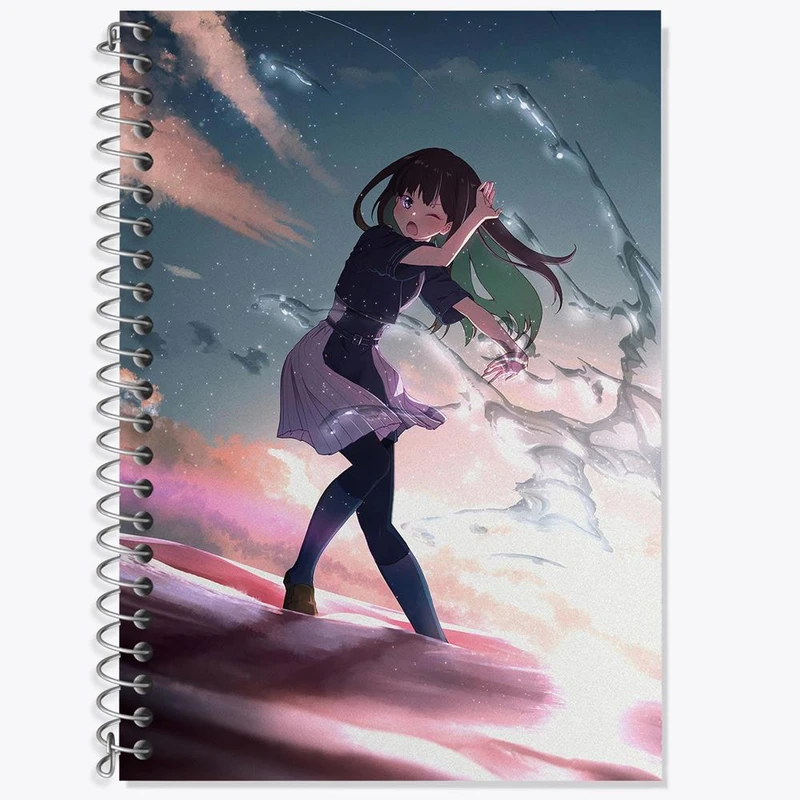 دفتر زبان 50 برگ خندالو مدل سه خط طرح چیساتو و تاکینا انیمه لیکوریس ریکویل Lycoris Recoil کد 23022