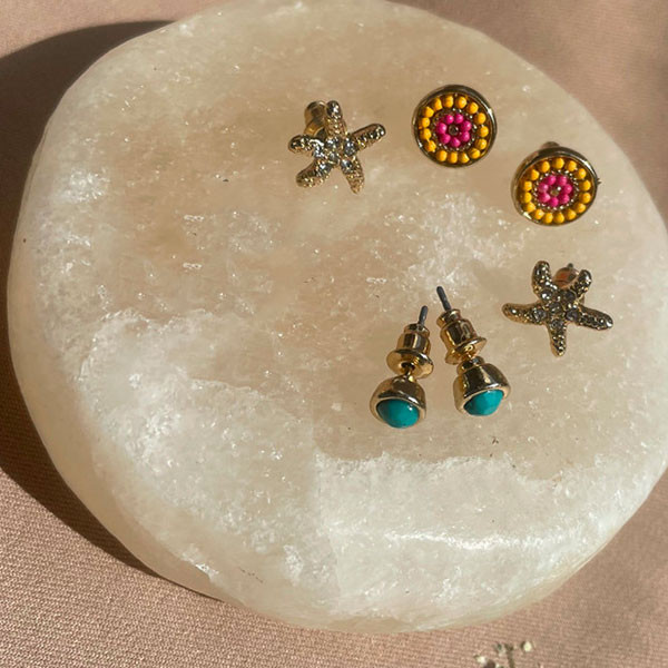 گوشواره زنانه اکسسورایز مدل ستاره های دریایی مجموعه سه عددی گوشواره زنانه اکسسورایز مدل ستاره های دریایی مجموعه سه عددی