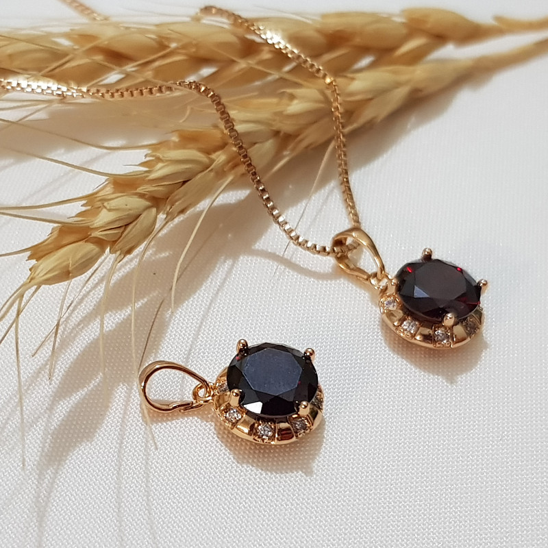 آویز گردنبند زنانه ژوپینگ مدل نگین اناری 435